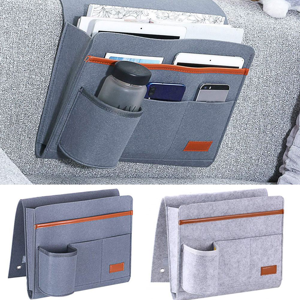 Vilt Nachtkastje Opbergtas Pouch Bed Bureau Bag Bank Voor Tv Afstandsbediening Opknoping Caddy Organizer Bed Houder Zakken