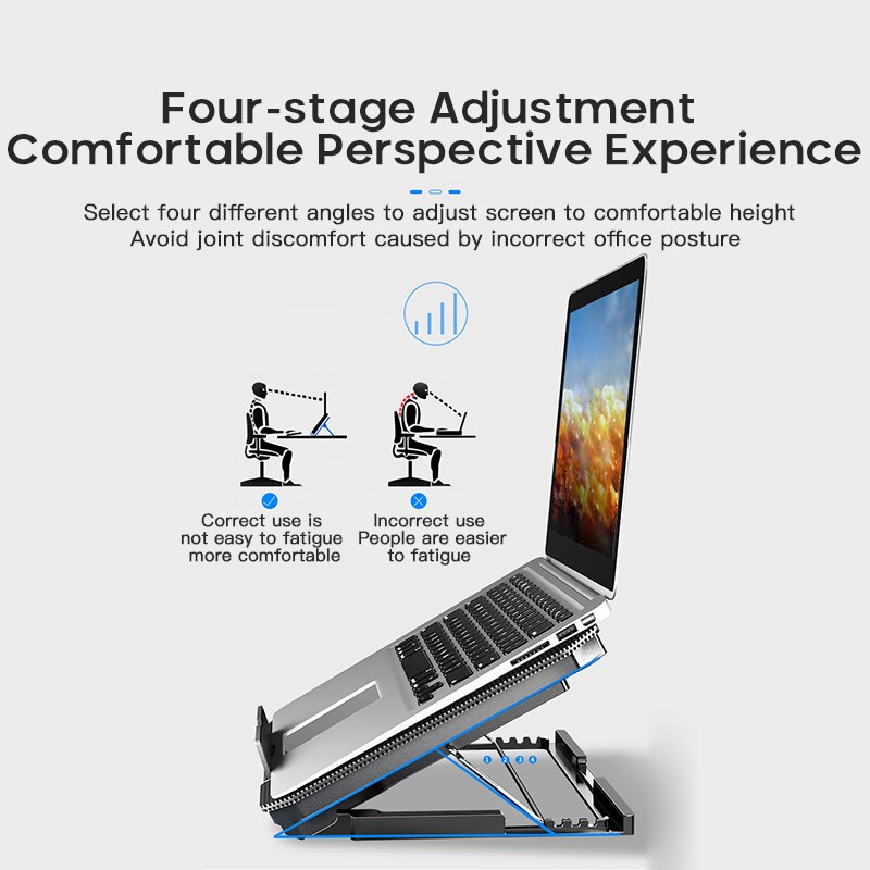 Radiador ajustable USB para ordenador portátil, soporte de elevación refrigerado por aire sellado con hielo, soporte de refrigeración para ordenador, almohadilla de refrigeración para ordenador portátil