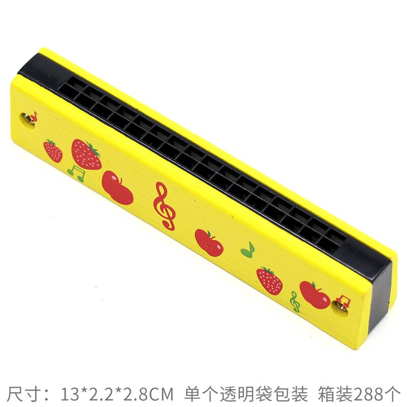 Double Row 16 Hole Harmonica Musical Instruments Children's Wooden Painted Harmonica Early Education Toy Teaching: l