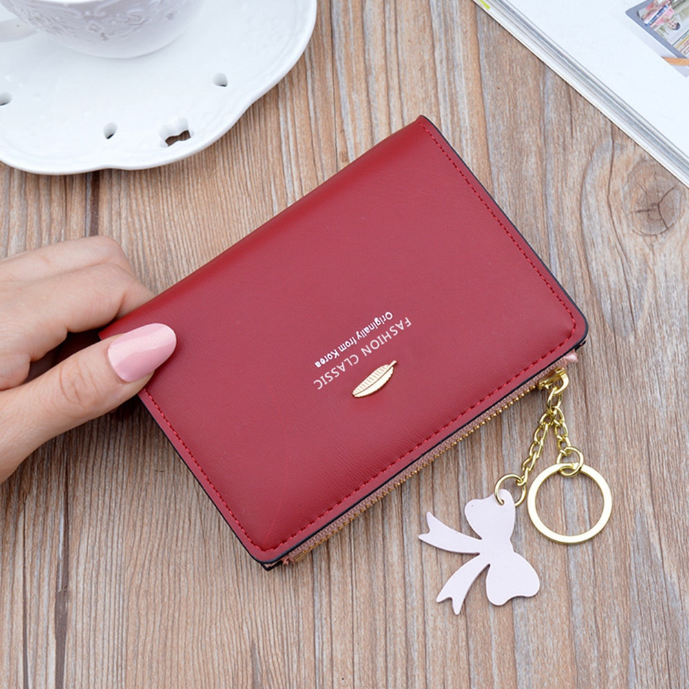 Ladies Wallets Short Zipper Student Korean Small Flower Coin Purse Soft Leather Thin Wallet Women Bag Tassel