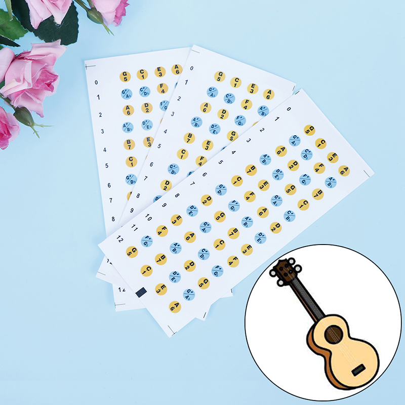 3PCS Ukulele Guitar Fretboard Note Map Sticker Fingerboard Decals For Beginner