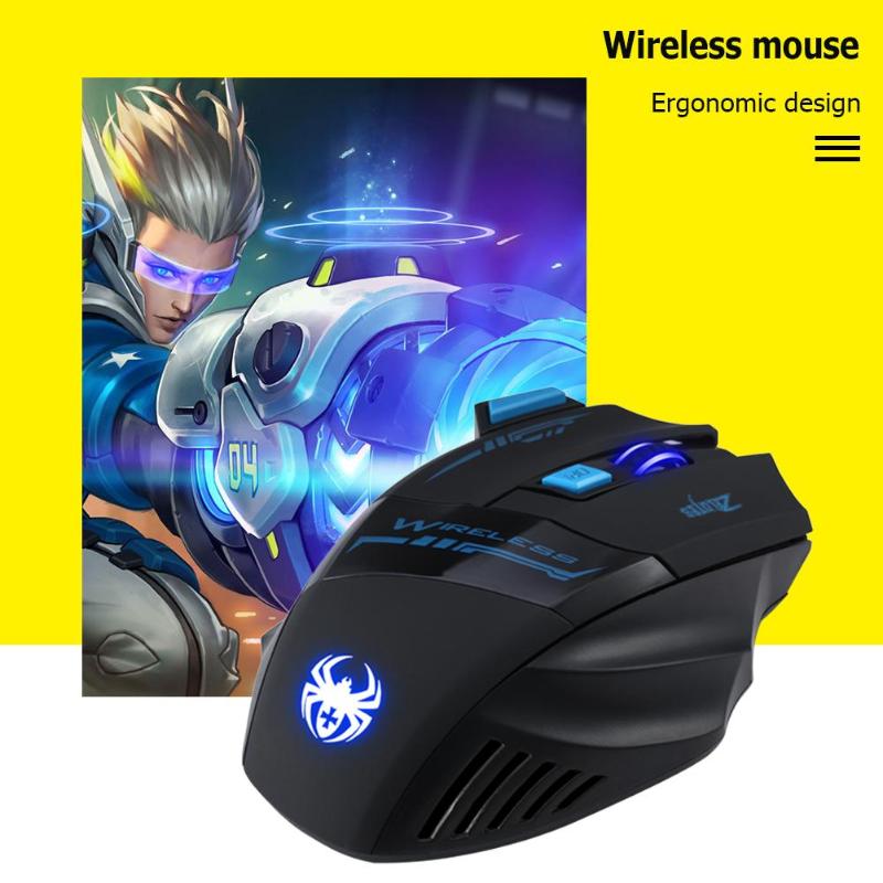 ZELOTES F14 2.4GHz Wireless USB Mouse Ottico 2400DPI 7 Bottoni Mouse LED Regolabile Ergonomico Mouse Da Gioco per PC del Computer