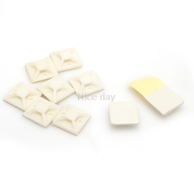 100 Pcs 20*20 Mm Nylon Auto-Adhesif Kabel Zip Cravate Montures Montage Pinces Base F16 20