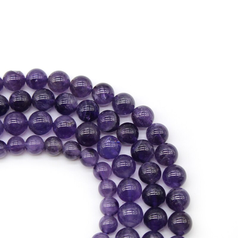 Alta qualidade natural pedra roxo ametistas cristais redondos grânulos soltos 15 &quot;strand 4 6 8 10 mm escolher tamanho para fazer jóias