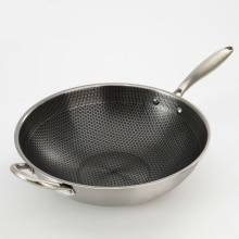 Honingraat Suspension Rvs Wok Non-stick Drie Lagen Staal Ongecoat Pot Keuken Gietijzeren Pan