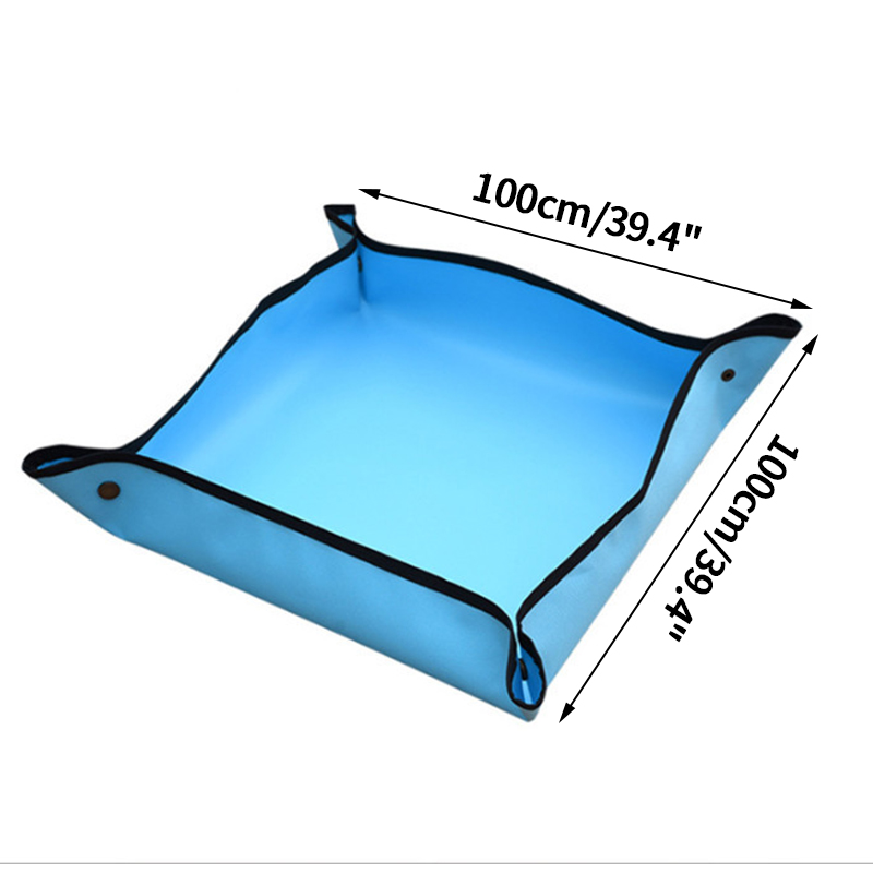 Planting Mat PE Square Gardening Mat Waterproof Plant Potting Mat Thicken Foldable Garden Pad Anti-dirty Transplanting Tarp: Blue(PVC)-3L