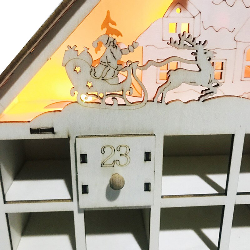 Countdown Christmas Party Decor Christmas DIY Wooden Countdown Advent Calendar With LED light Ornament Decor