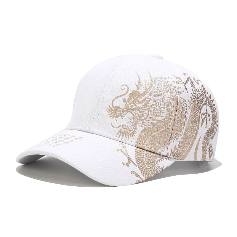 DCEBEY-gorra de béisbol con de dragón Para Hombre, gorro de béisbol con de dragón de estilo chino, algodón, unisex: White