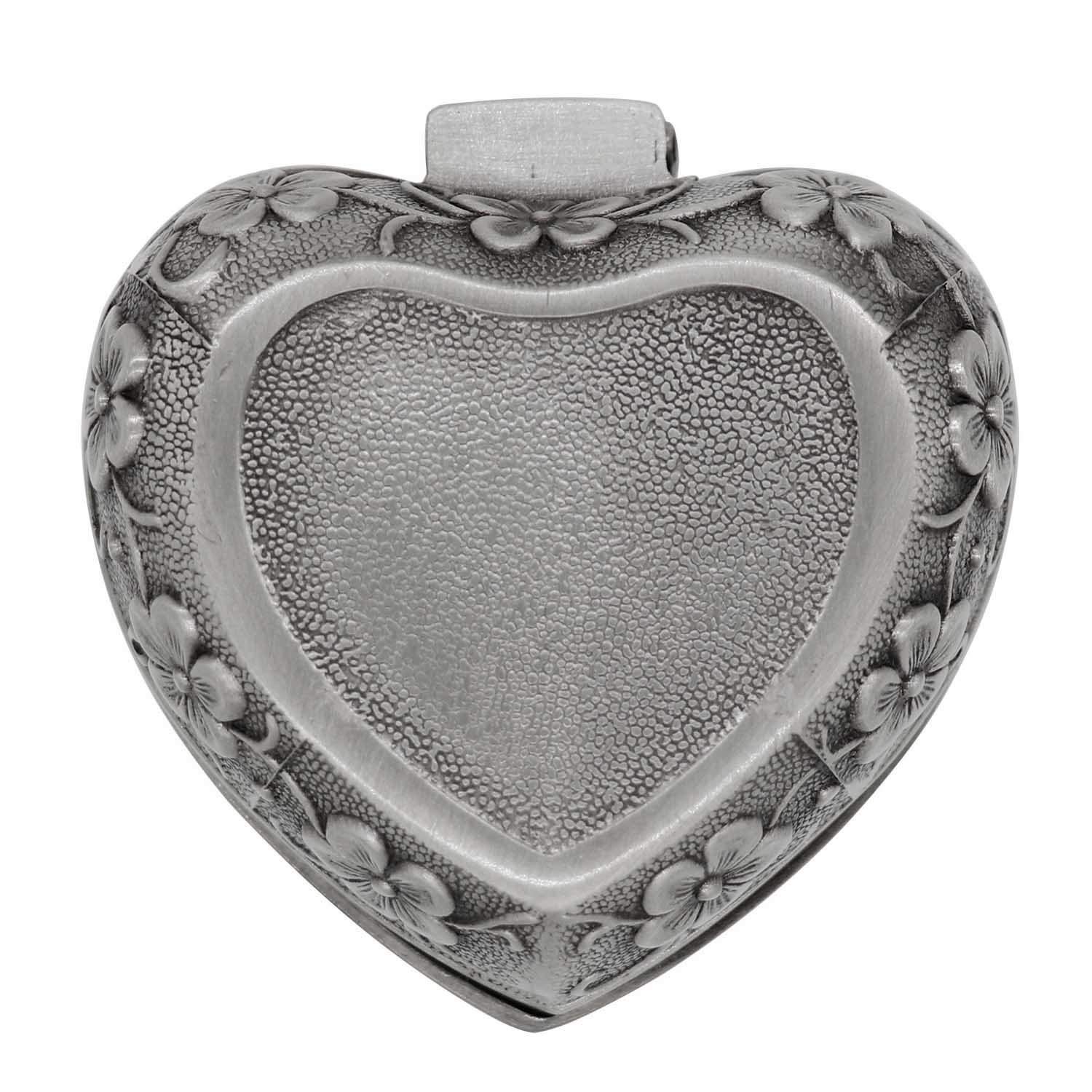 Klassische Vintage Antike Herz Form Schmuck Box Ring Kleine Schmuckstück Lagerung Organizer Brust Weihnachten , Silber