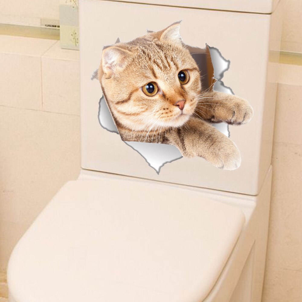 1Pc 3D Pvc Wc Sticker Gat View Leuke Animal Print Decoratie Verschillende Stijlen Creatieve Wc Badkamer Sticker Decoratie: B
