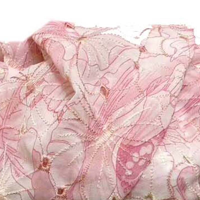Sommer chiffon print broderet stof, diy pige kjole syning patchwork materiale klud, chiffon øje stoffer: Lyserød / 1 yard -90 cmx 130cm