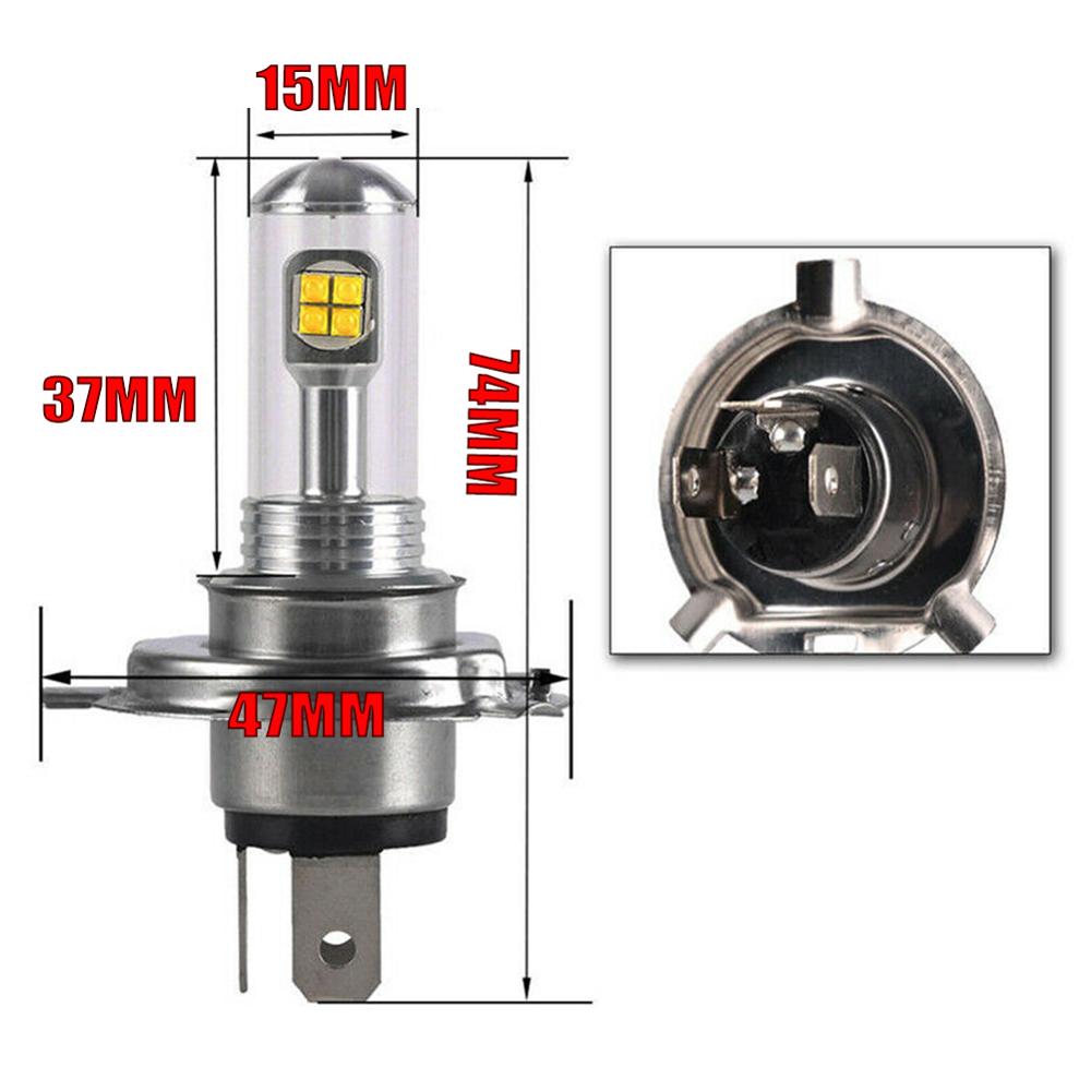 2pcs H4 / HS1 12V 40W 8-LED COB 6500K 4000LM White Motorcycle Hi/Lo Beam Headlight Lamp Bulb Quick CSSV