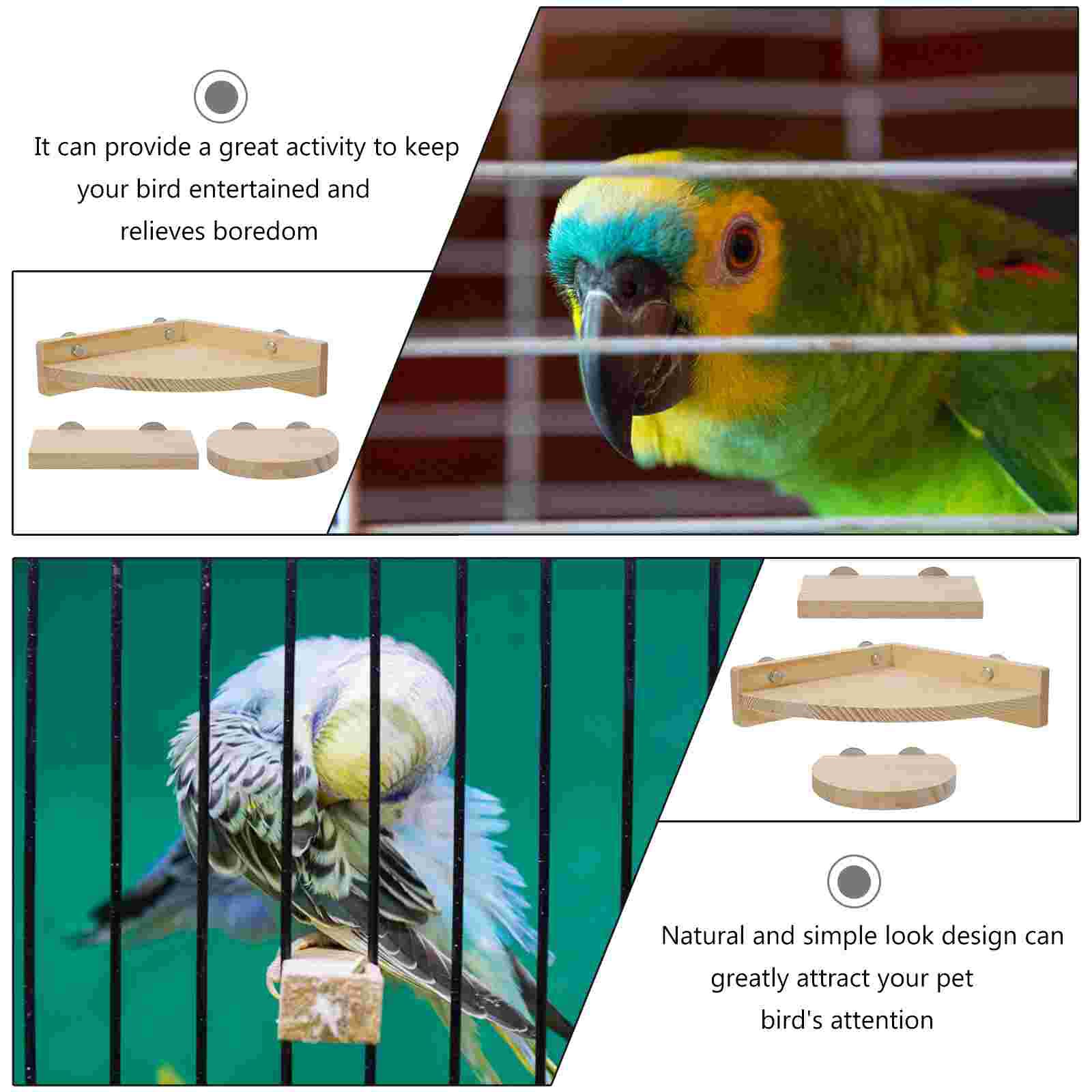 3pcs Parrot Stand Base Bird Cage Wood Board Platform Pet Bird Supplies