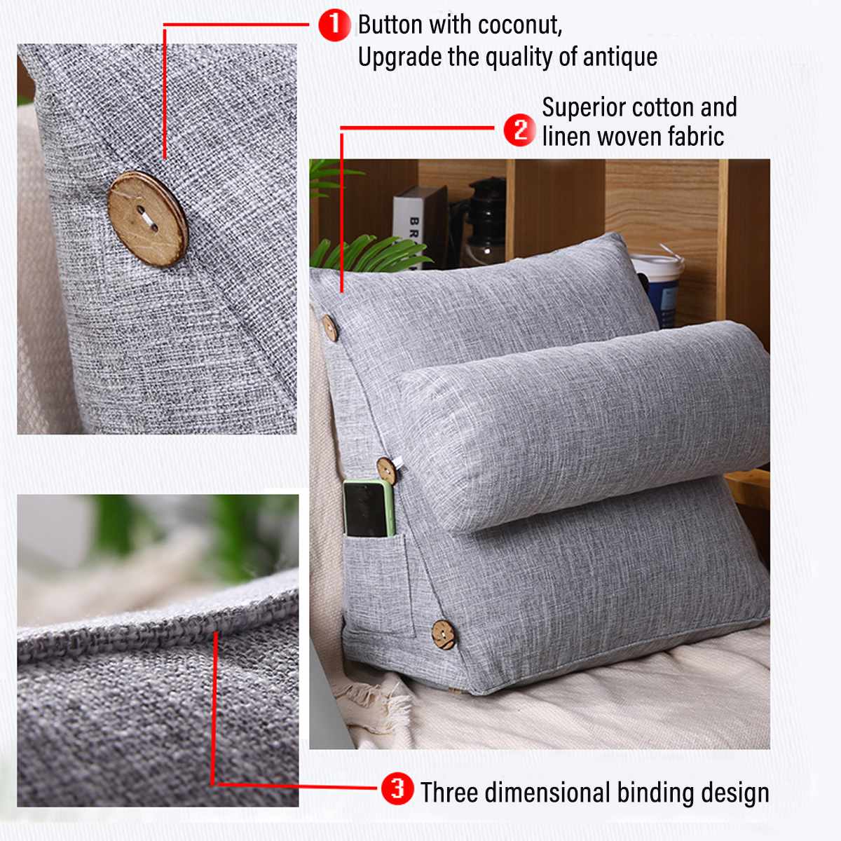 45cm stereo sovesofa trekantet ryglæn pude talje pude vaskbar sofa hvile husholdning soveværelse sengetøj