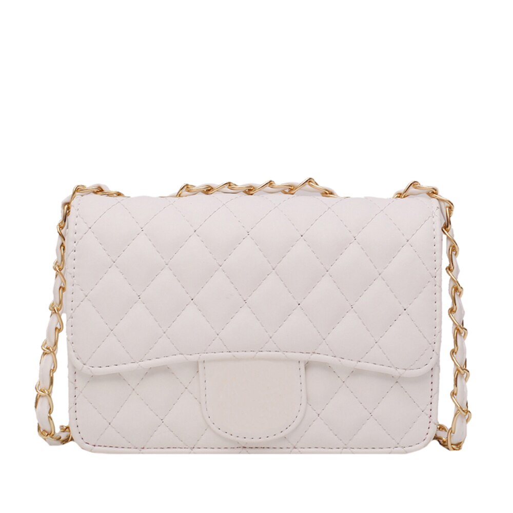 Bag female mini bag ins super fire shoulder messenger bag small fragrant rhombus chain bag: White(GG)