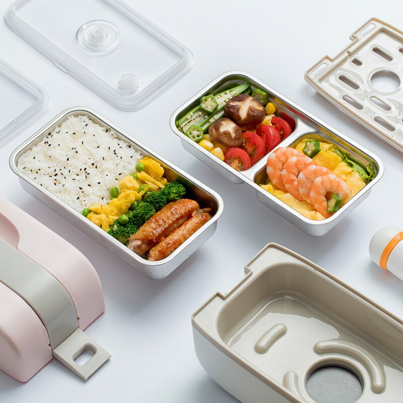 Elektrische Beheizte Lunchbox Tragbare Bento Boxen Edelstahl Lebensmittel Behälter Aufwärmen Tragbare essen Dampfer Wärmer