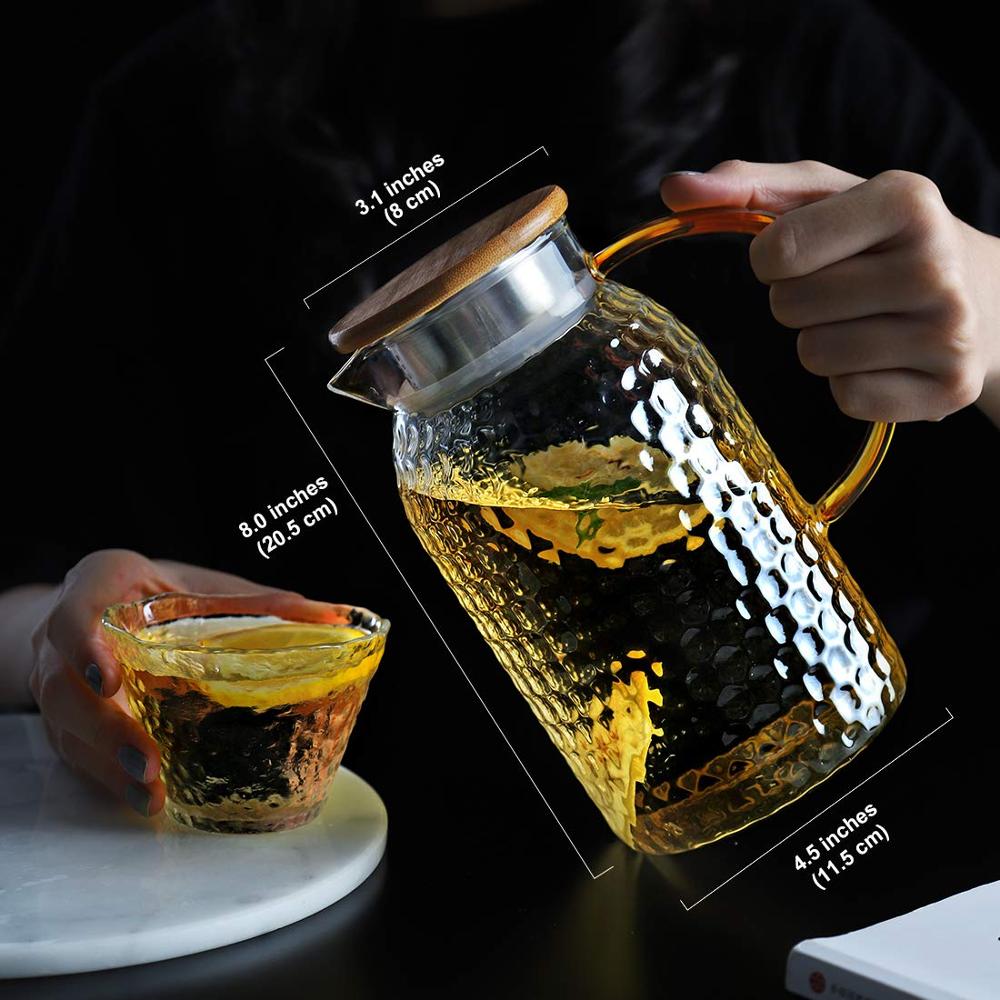 1500ml/51oz glas kande med bambus låg komfur sikker kande iste tud vand karaffel til kold vin kaffe mælk te