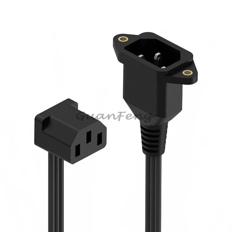 90-Degree Elbow Power Supply Extension Cable - Ultra-Thin Soft C13 to C14 3-Pin: Gold