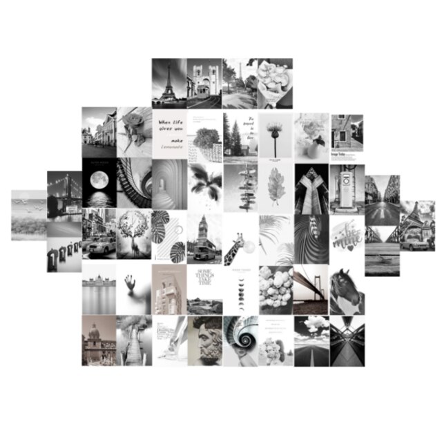 Foto Collage Kit para pared estética fotos 50 Set estilo Instagram habitación decoración Pared de arte para VSCO chicas adolescentes: Gray