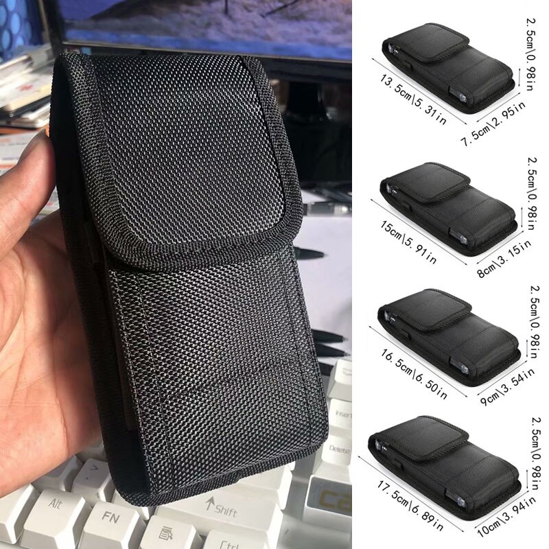 Mannen Riem Fanny Pack Holster Pouch Mobiele Mobiele Telefoon Houder Heuptas Zwart
