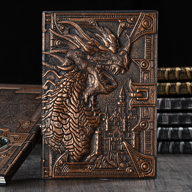 Bloc-notes 3D stéréo Dragon maléfique A5, bloc-notes pour journal intime, carnet de notes en papier, fournitures scolaires et de bureau,: Red