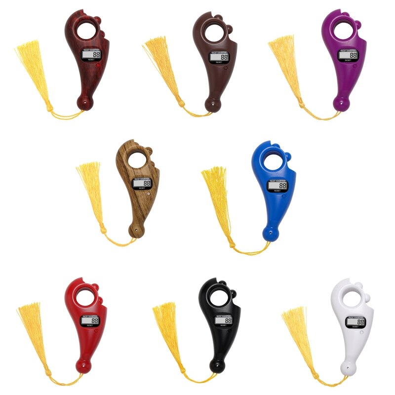 Portable Handheld Tassel Digital Beads Counter Finger Game Toy Manual Reset Decompression Relaxation Tool for Meditation