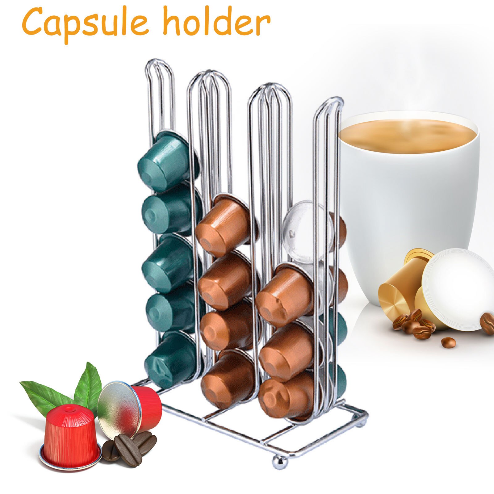 Iron Chrome Plating Stand Coffee Pod Holder For 42... – Vicedeal
