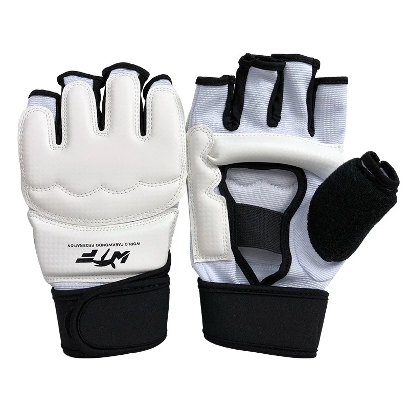 1Set Taekwondo Leder Fuß Handschuhe Sparring Karate Knöchel Schutz Schutz Getriebe Boxen Kampfkunst Socke Kind: XL / Beige