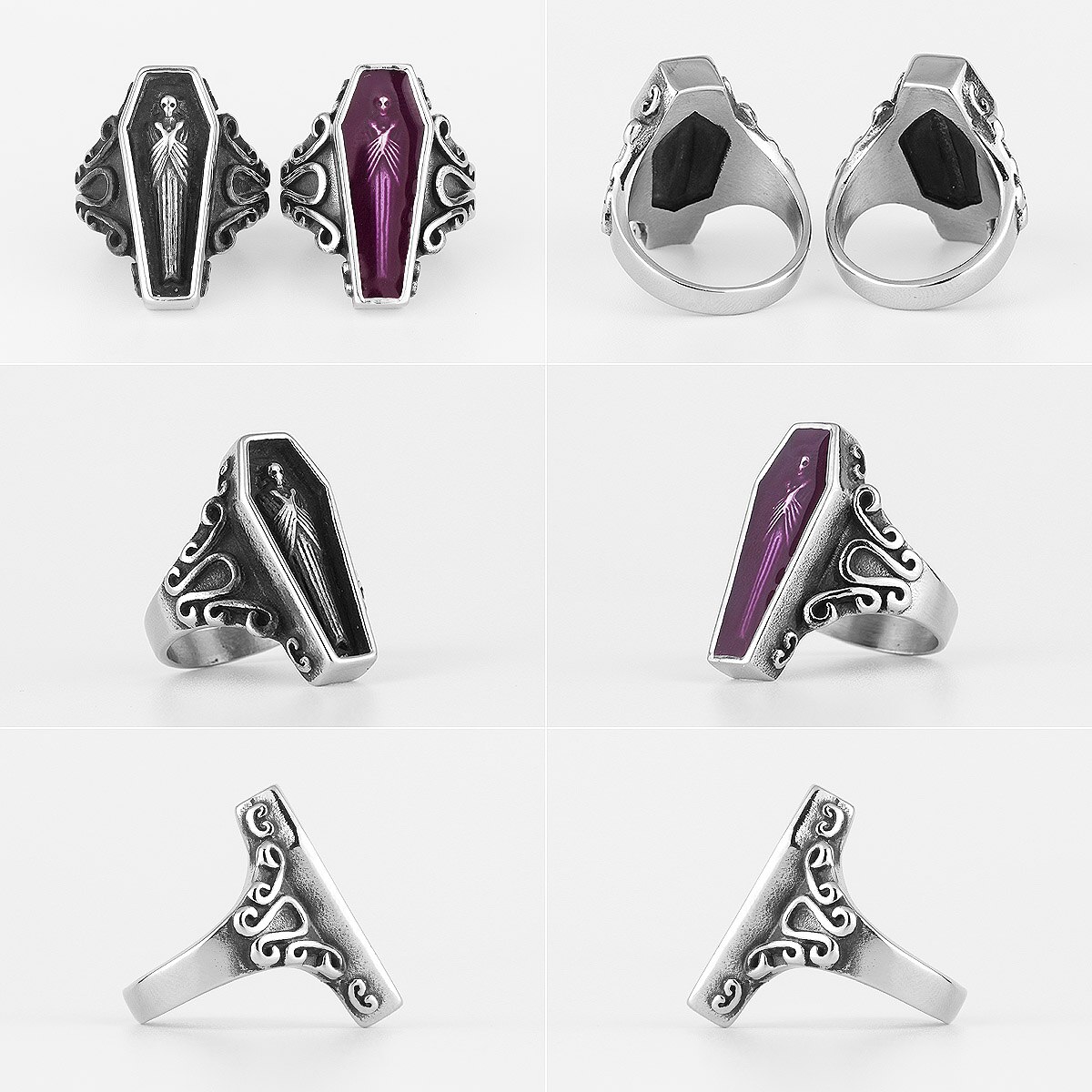 Vampir Sarg Geist Edelstahl Herren Ringe gotisch Punk Einzigartige Kühle für Männlich Freund Schmuck Kreativität