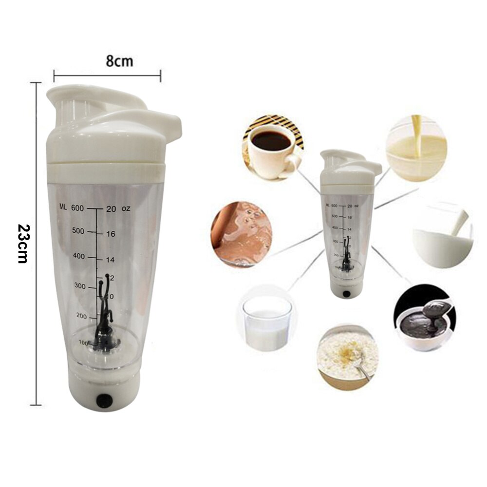 1 Pc Protein Shaker Bottle Vortex Blender Mixer 600ml Automatic Portable Battery Operated Shaker