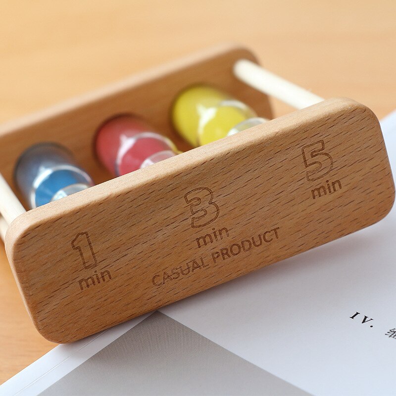 Wooden 1/3/5 Minutes Children Brush Teeth Timer Hourglass Countdown Three-in-One Combination Hourglass Decoration