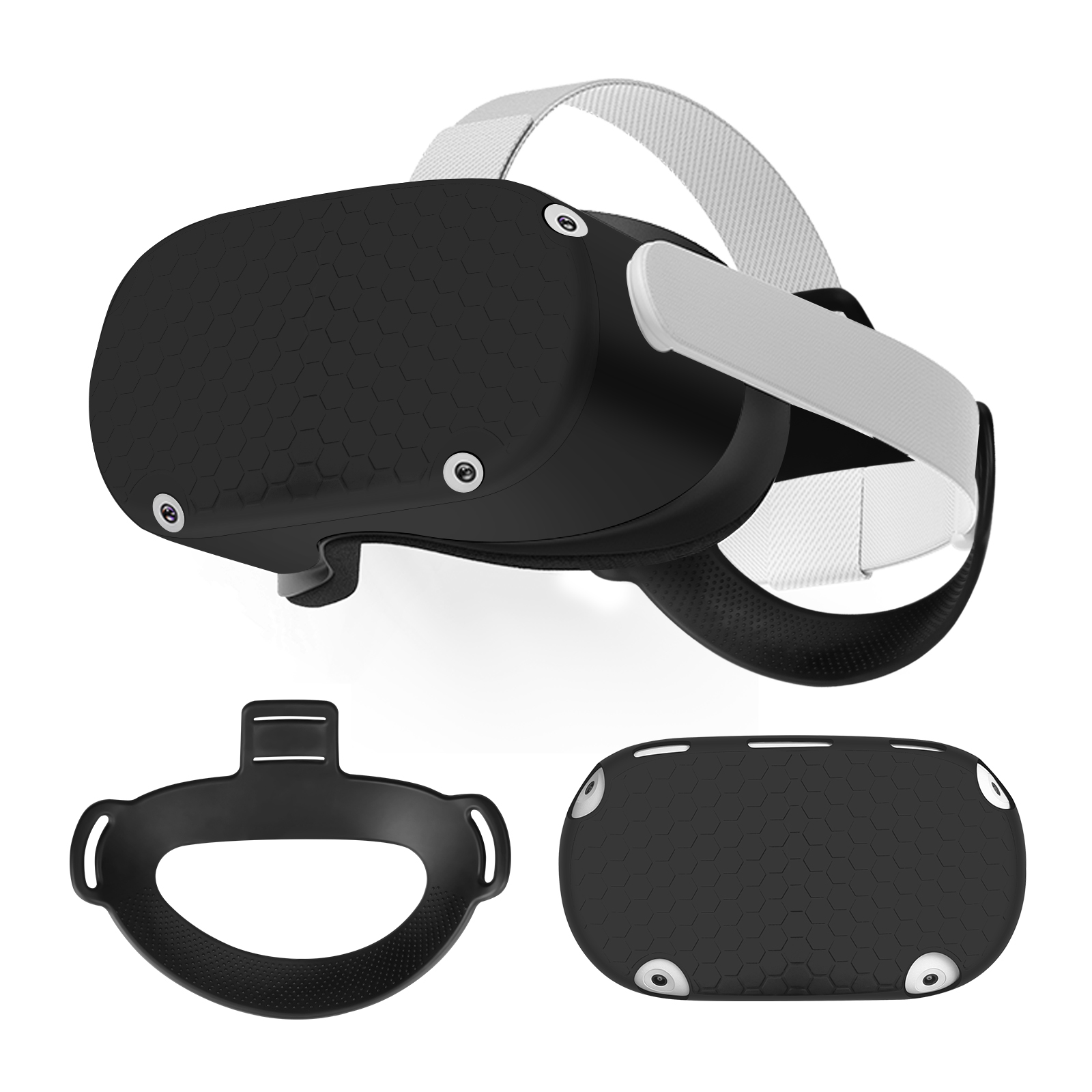 Capa de silicone anti-arranhões 2 em 1, proteção completa para o corpo, com estojo + protetor facial para oculus quest 2 vr