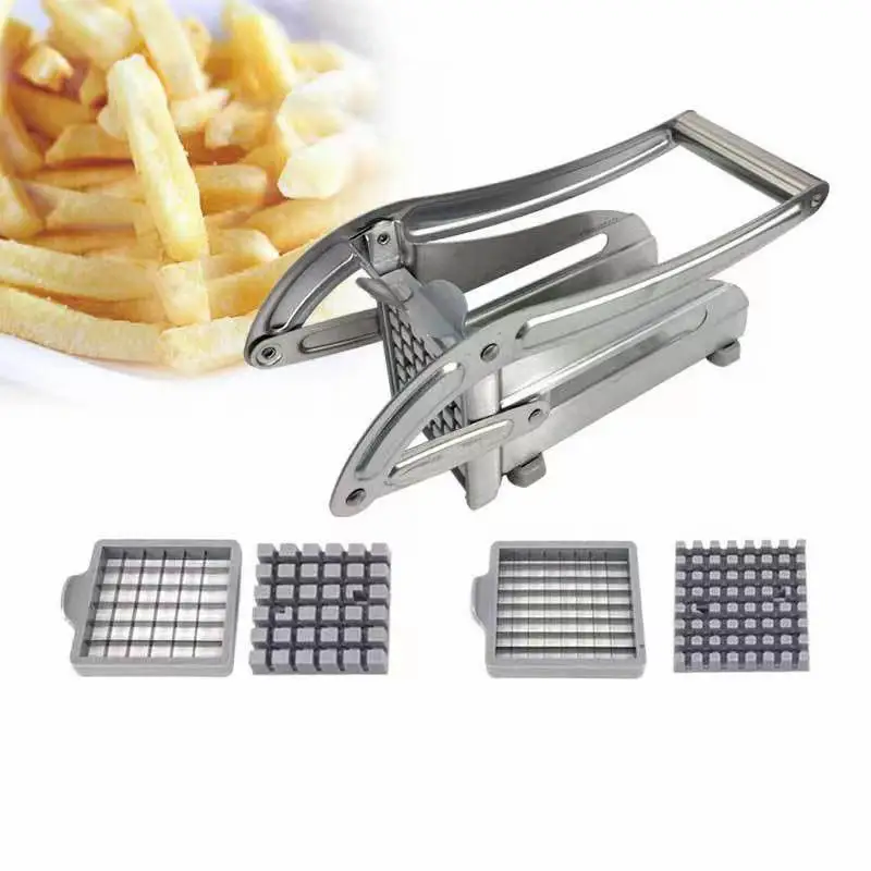 Frietsnijder Multifunctionele Groentefruithakmachine Met 2 Roestvrijstalen Messen Voor Frites Chips Maker Aardappelsnijder