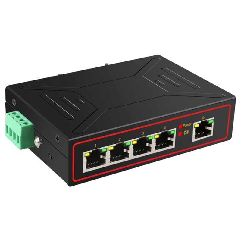 5 Ports Industrial Metal Case Ethernet Switch 10/100Mbps Rj45 Signal Strengthen Vlan Network Switch: Default Title