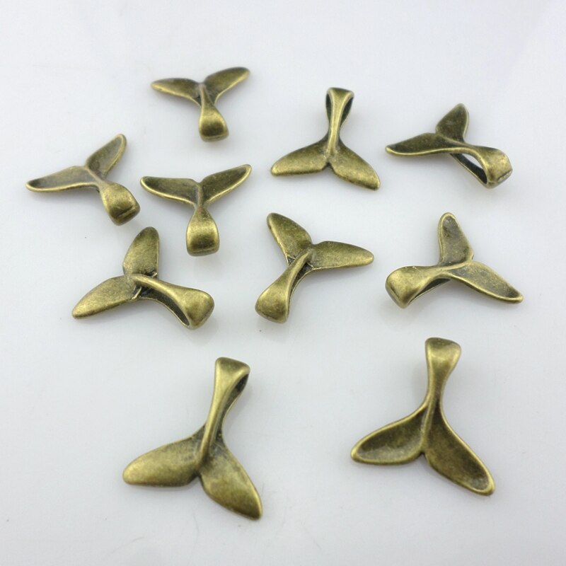 40pcs Tibetan Silver/Bronze Whale Tail Charms Bails Pendants 5x16x16mm Jewelry Findings