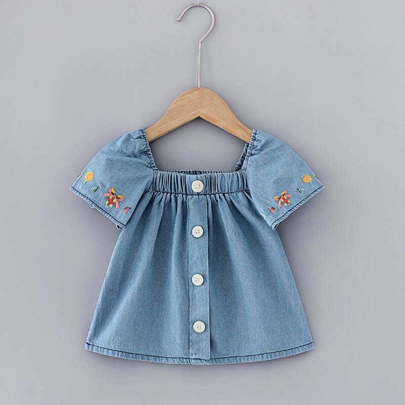 0-3 jahre Kleinkind Mädchen oben Denim Bluse Baby Mädchen Kleidung