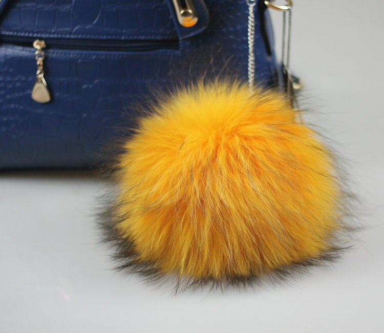 DANKEYISI 5 uds DIY pompones Piel de mapache 13-14cm piel Pom gorro de punto gorros bufandas de llavero de piel Real pompones Bola de piel: 3