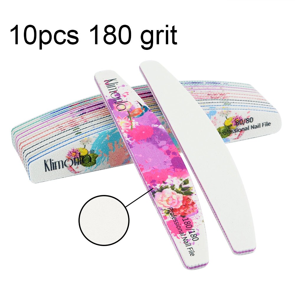 3/5/10 pz/lotto lima per unghie professionale 100/180 mezzaluna carta vetrata blocchi di levigatura per unghie rettifica lucidatura strumenti per la cura del manicure nuovo: 10pezzi 180 Grit