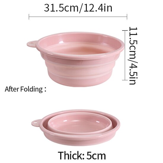 Fold Washbasin Plastic Wash Basin Wash Basket Kitchen Bathroom Laundry Basin: pink-m