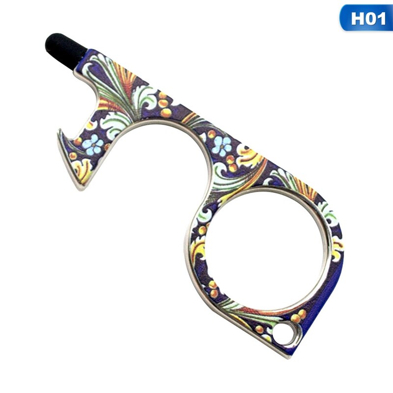 Portable Clean Key Door Opener Handheld Brass EDC Keychain No Touch Elevator Button Non-Contact Handheld Tool: H01