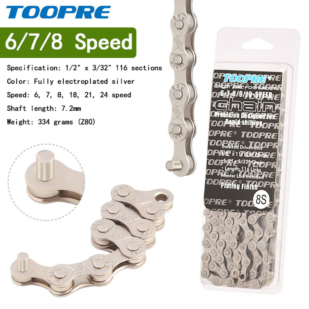TOOPRE Catena per bicicletta 6 7 8 9 10 11 12 velocità MTB Bici da strada in acciaio al carbonio a velocità variabile catena dorata placcatura completa antiruggine 116L: verde