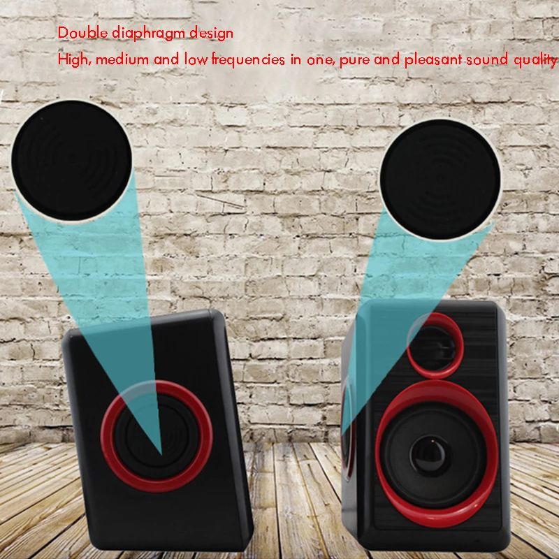 Computer Desktop Speaker Stereo Bass 2.5 Inch Speaker Dual Diaphragm 2.0 Speaker USB Wired Multimedia Music Speakers , колонки