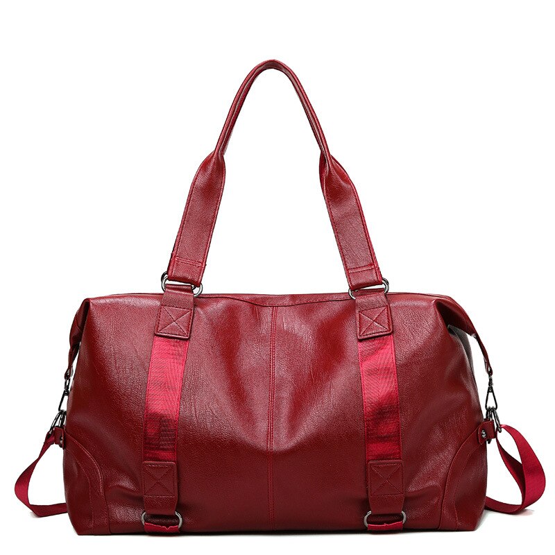 Bolsas deportivas de cuero suave para gimnasio para hombre y mujer, bolsa de hombro de para almacenamiento de Fitness, para viaje, bolsa de equipaje, bolsa de Yoga X56B: Red
