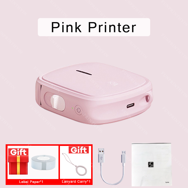 HPRT Q2 Thermal Label Printer Portable Pocket Label Maker Mobile Phone Home Office Use Mini Printing Machine No Ink For Home: Pink Printer