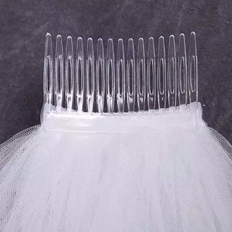 Tyl brudekjole slør fluffy hvid flere lag brudehår slør kam brud fe bryllup tilbehør