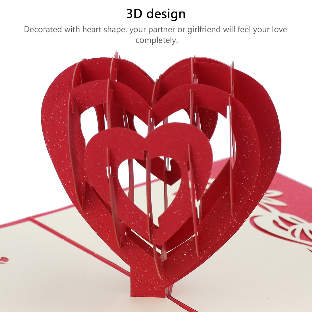 2pcs Lover's Day Greeting Cards Romantic 3D Heart Blessing Message Cards