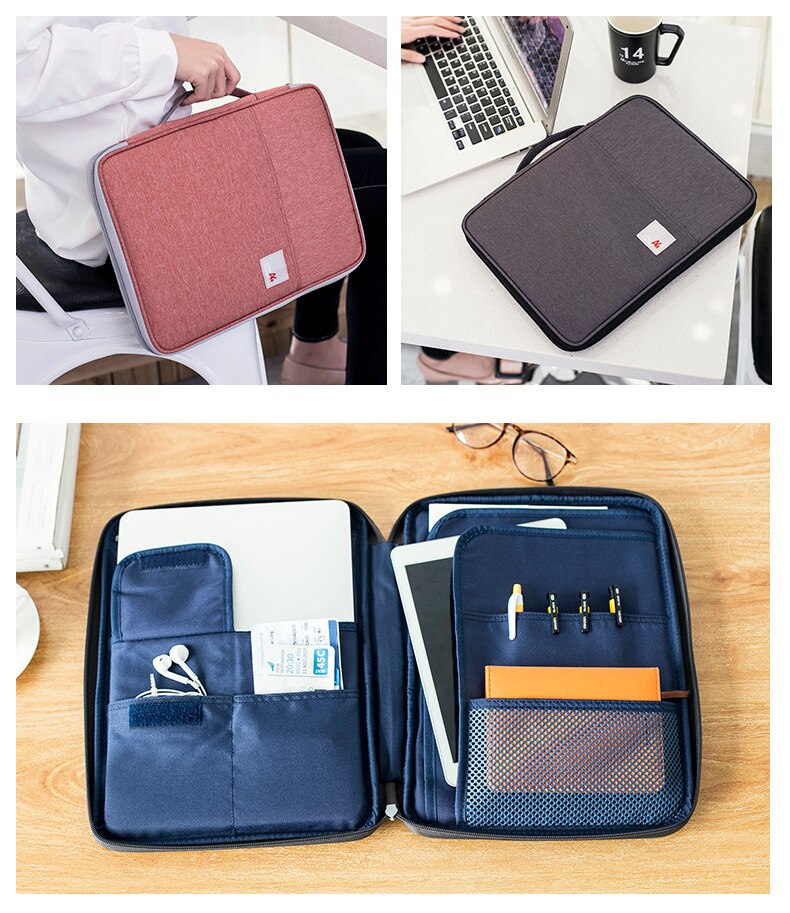 Fosizzo taske til dokumenter  a4 multifunktionelle notesbog arkiv fil tasker bærbar ipad holder taske oxford dokumentmappe  fs4050