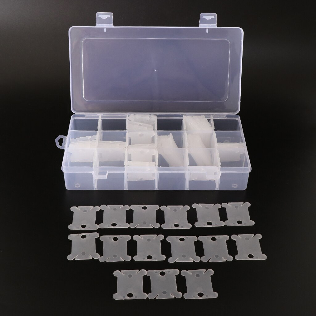 18 Compartments Embroidery Floss Organizer Box with 120pcs Plastic Floss Bobbins for Cross Stitch