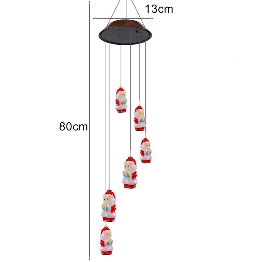 Solar Santa Claus Wind Chime Outdoor Indoor Color Changing LED Solar Powered Wind Chime Light for Home Patio Garden Christmas
