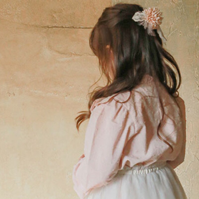 Camisas de encaje para niña adolescente, Tops de algodón para niño, camisa blanca y rosa a la , ropa de manga larga 6M-13Yrs CL855